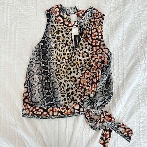 Express animal print wrap tank top